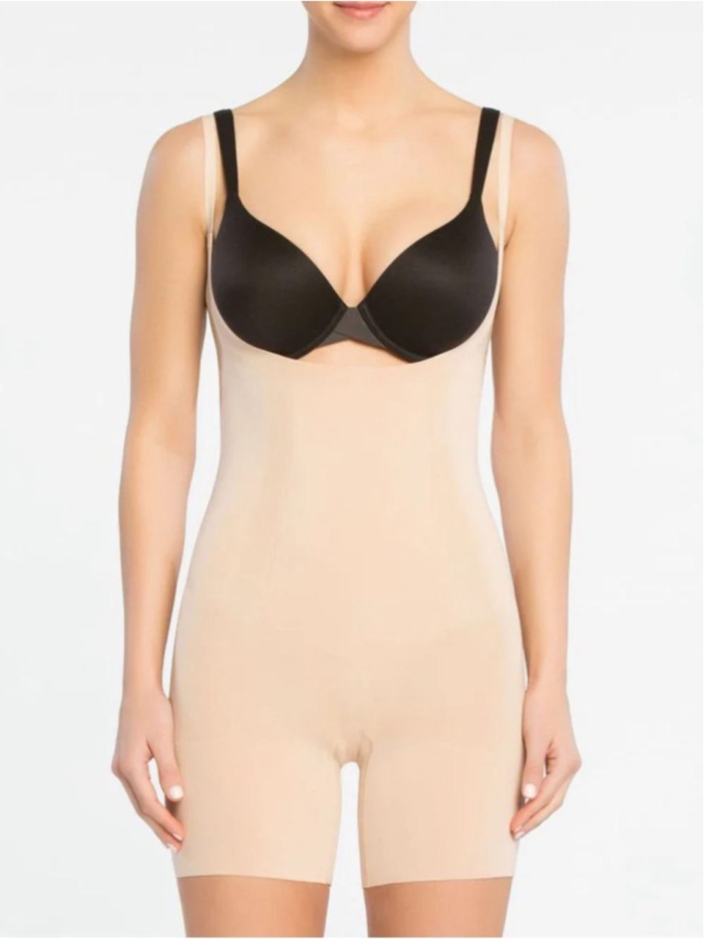 SPANX Simplicity Open Bust Mid Thigh Nude High-Waist Full Body Shaper Medium